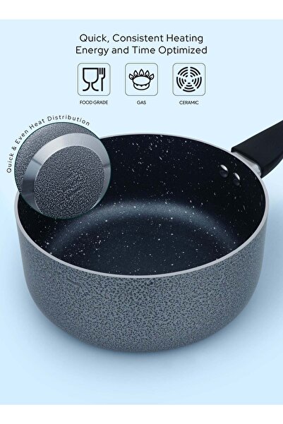 İMPEX 10-Piece Aluminum Cookware Set, 5-Layer Granite Non-Stick, PFOA Free, Pans & Lids, NCB 7110