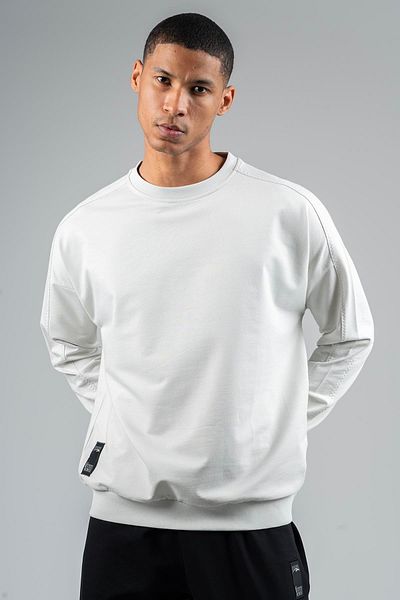 MARATON Oversize Men's Crew Neck Low Sleeve Silver Gray Sweatshirt 23116