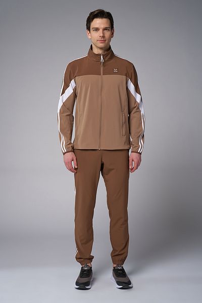 bilcee Men's Camel Striped Woven Tracksuit Set 4120
