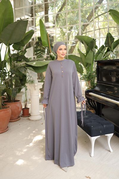 Nissra Πλεκτό φόρεμα Ankanoor Grey Half Placket Twist Anka258066