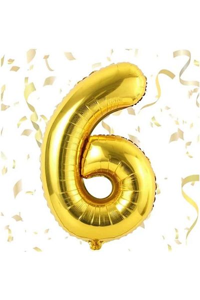 MAXEE STORE Maxee birthday balloon, number 6, gold, 40 cm