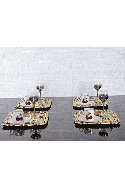 atabey home collection 6 قطع من صينية الذهب: برطمانات صلابة وصواني القهوة والقهوة