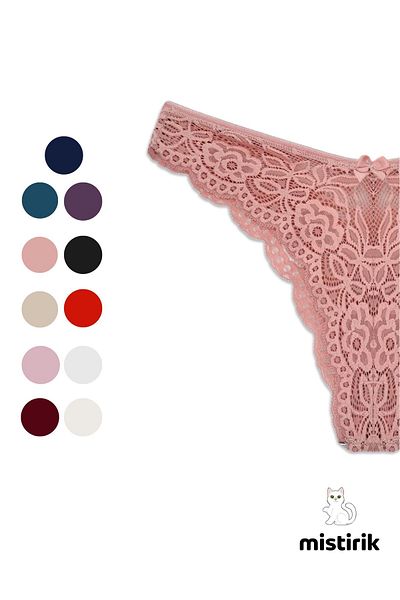 MİSTİRİK Masara Model Ruched Soft Fabric String Thong Pastel Pink Color