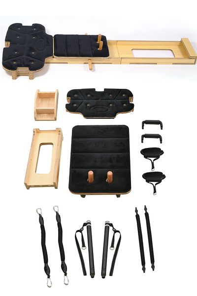 kochler Professional Reformer Pilates Tool – Wooden Body, Adjustable Spring System - Complete Pilates Set
