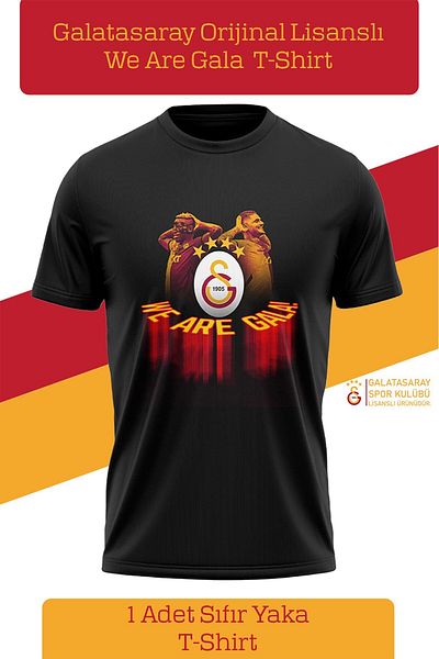 Galatasaray Γνήσιο We Are Gala T-Shirt Κείμενο με τυπωμένο ξύλινο κουτί δώρο