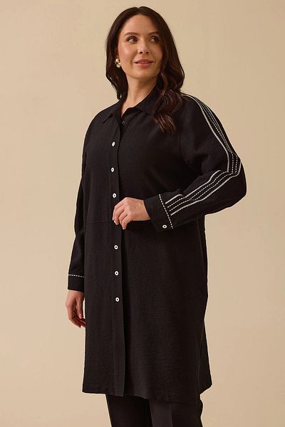 Gala-Xi Galaxi Women Plus Size Sleeve Print Long Tunik 4002 Black