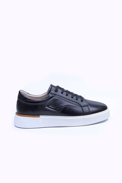 Vantaggio Ανδρικά αθλητικά παπούτσια Fancy Black εσωτερικά και εξωτερικά 100% γνήσιο δέρμα, καθημερινά παπούτσια