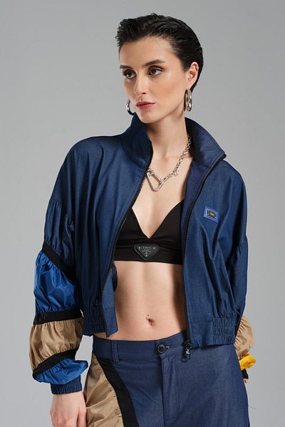 tw3 Women's Garnished Drawstring Detailed Elastic Waist Design Jacket