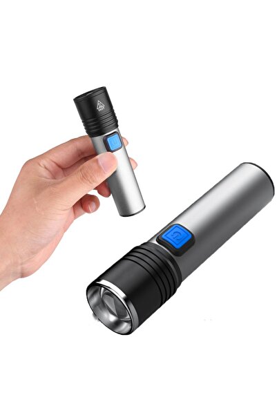 gaman Alüminyum Gövde Metal El Feneri 3 Mod Flash Modlu Zoomlu Şarjlı Dayanık...