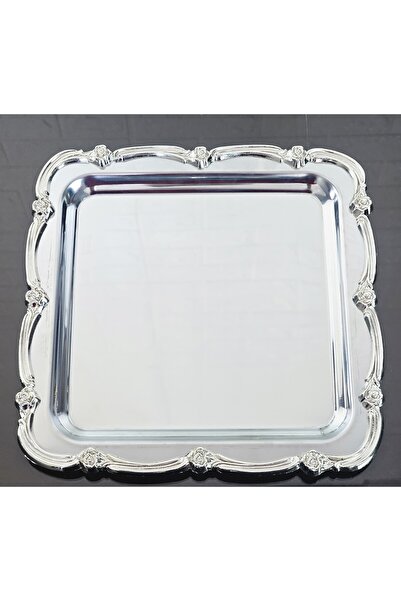 atabey home collection 6 Pcs Presentation Tray & Coffee & Tea Tray - Silver Tray Cast Silver Rose Framed
