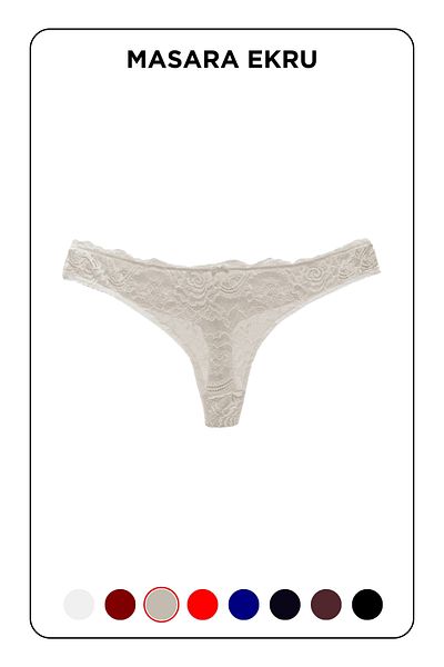 MİSTİRİK Masara Model Lace Soft Fabric String Thong Ecru Color
