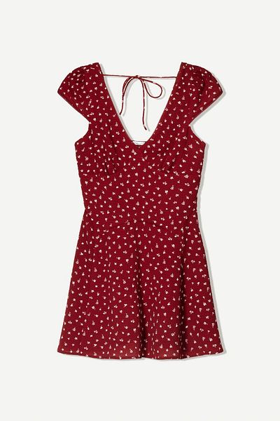 Bershka Printed waffle-knit mini dress