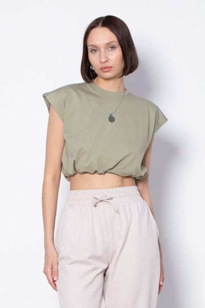 BARRELS AND OIL قميص قصير بخصر مطاطي - أخضر