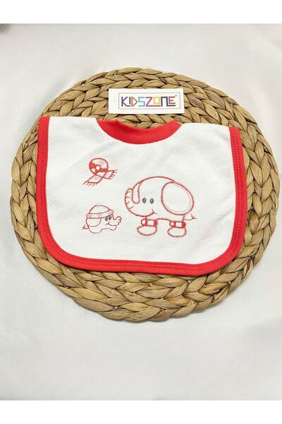 kidszone Yenidoğan Bebek Mama Önlüğü %100 Pamuk Giydirmeli Desenli Bebek Önlüğü
