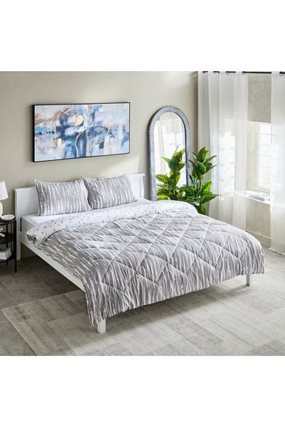 Home Box Madrid Glint 3-Piece Microfiber Reversible King Comforter Set - 220x240 cm