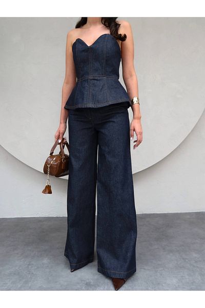 ESRAHELVACI Pantaloni largi din denim cu picioare largi
