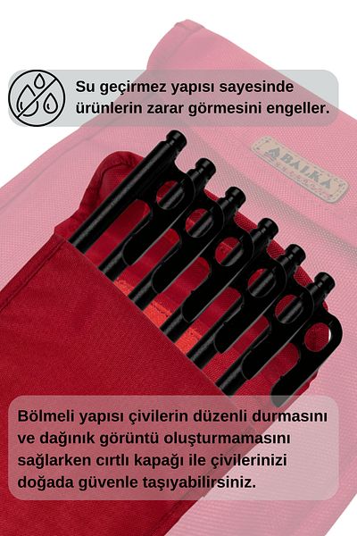 BalkaOutdoor 20 см железен кол за палатка и чанта за носене, 10 мм дебел пирон за къмпинг градина