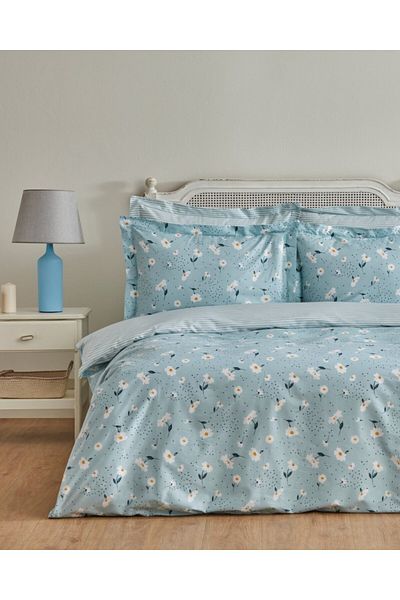 Karaca Daisy 100% Baumwolle Einzelbett Bettwäsche Set, Mint