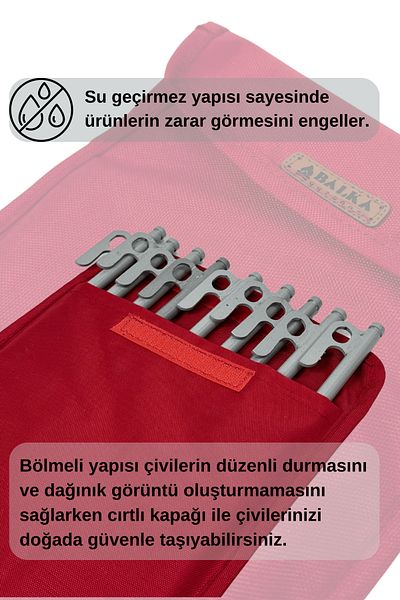 BalkaOutdoor مسمار خيمة حديدي 30 سم - حقيبة حمل، مسمار أرضي لحديقة التخييم 10 مم
