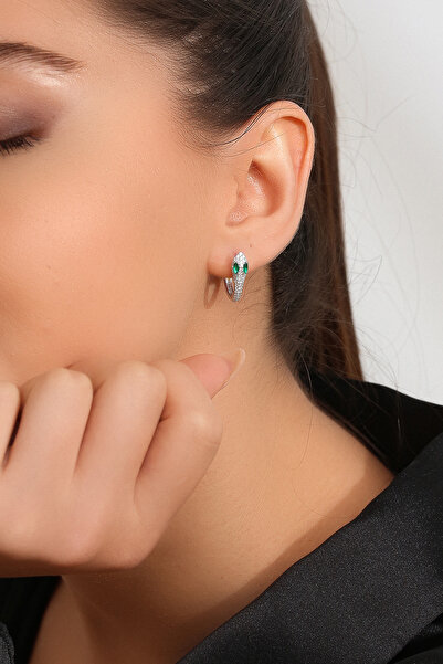 Gümüş Vadisi Kadın 925 Ayar Gümüş Zirkon Taşlı Yılan Küpe