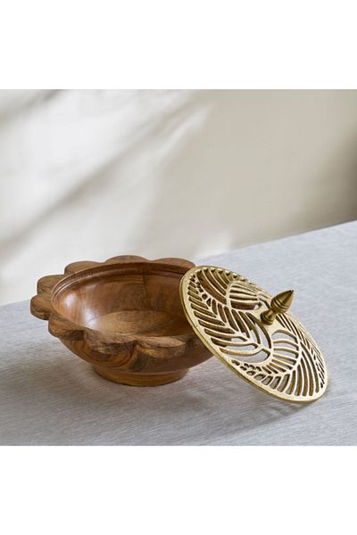 Home Box Nordic Wooden Decorative Jar with Aluminium Lid - 28x28x16 cm