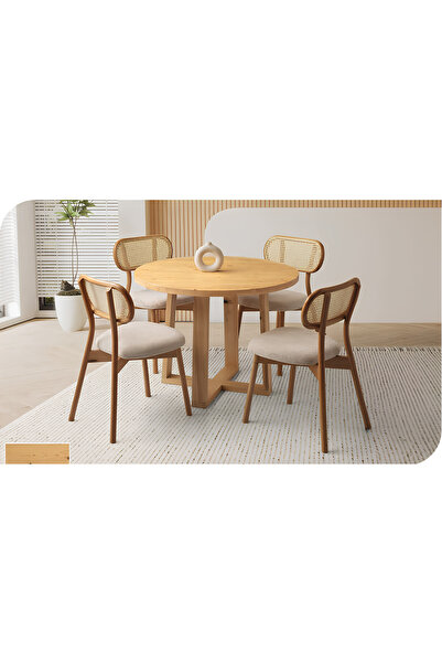 İlhan Mobilya Yuvarlak Kayın Masa Takımı