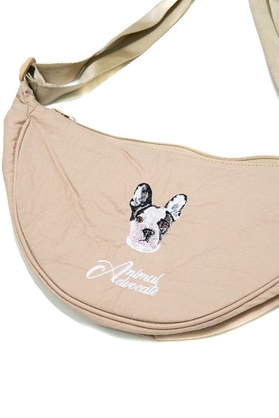 Trampoline French Bulldog Embroidered Bag - Parachute Fabric Bag with Animal Figures