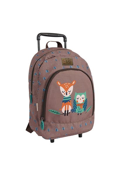 Perletti Trolley backpack, Perletti, Owl & Deer model, 40 cm, Cool Kids collection