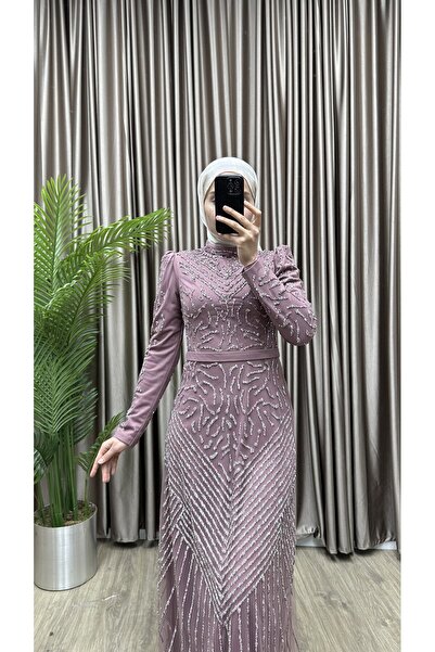 MERA outlet Slim Fit Plus Size Meri Hijab Evening Dress