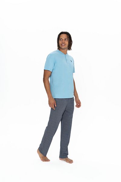 U.S. Polo Assn. Ανδρικές πιτζάμες με μπλε γιακά με μισό κουμπί U.S. Polo Assn. BYNVA18T90U7V