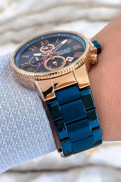 Ferrucci Men's Wristwatch - 3 Atm Blue Color, Steel Cord and Bracelet Zmfer099