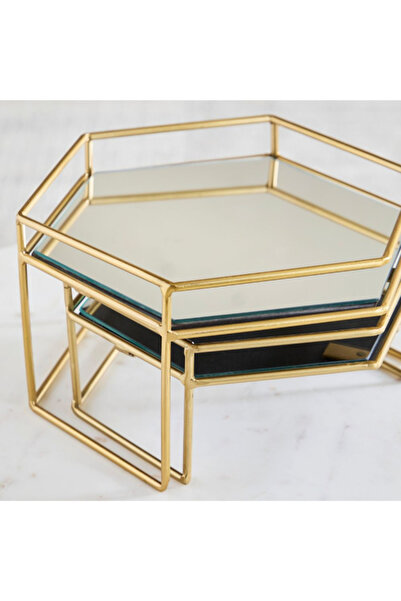 Home Box Milo 2-Piece Decorative Nesting Mirror Tray Stand Set