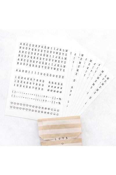 Bimotif Transparent Letter-Number Sticker Set, 8x10 Mm 10 Sheets