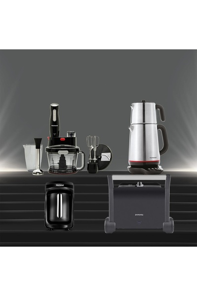 HOMEND Premium 4'lü Elektrikli Çeyiz Seti Tost, Kahve, Çay Makinesi ve Blende...