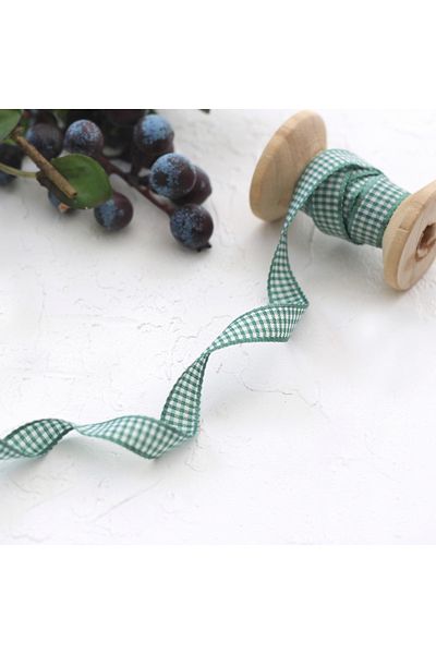 Bimotif Πράσινη κορδέλα Gingham, 1 cm 5 μέτρα