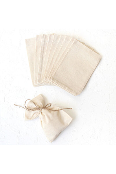 Bimotif Plain Cream Raw Cloth Pouch, 10x15 Cm 10 Pieces