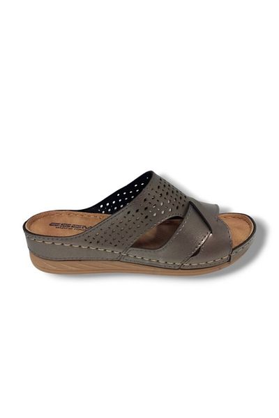 Esem 2153.Z.0007-25 Leather Cross Belt Anatomical Women's Slippers