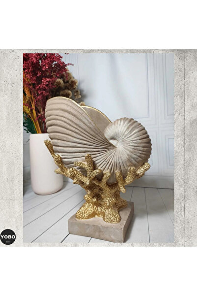 YOBO HOUSE DESİGN Mercan Deniz Kabuğu Vazo Biblo (27x21cm)
