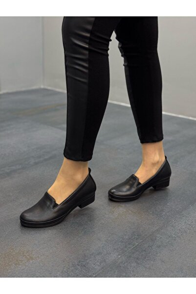 DİVA Μαύρο Skin Δερμάτινο Ορθοπεδικό Γυναικεία Casual Παπούτσια