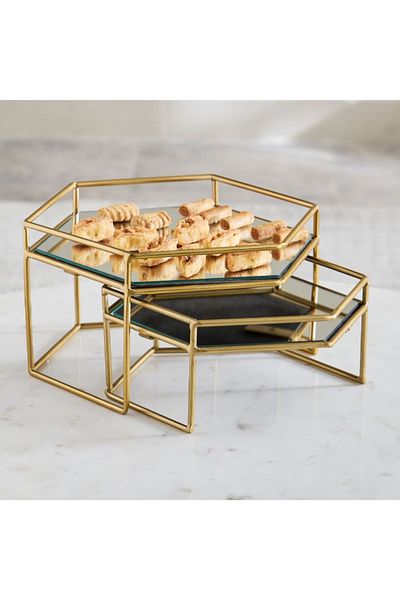 Home Box Milo 2-Piece Decorative Nesting Mirror Tray Stand Set