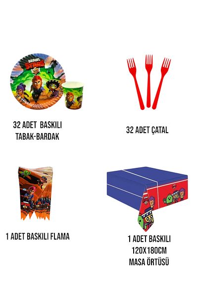 Evabrite 32-Person Brawl Stars Themed Economical Birthday Party Set