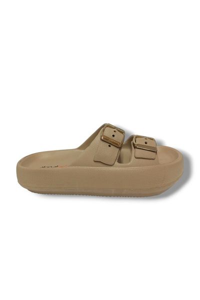 AKINAL Akınal E282.Z.0003-25 Papuci anatomici Eva cu bandă dublă Bej Aur 36-40