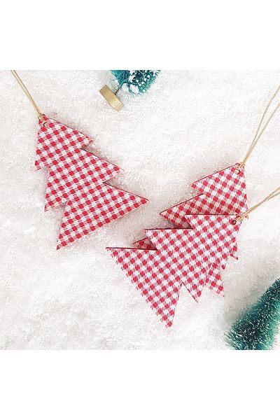 Bimotif Felt Ornament, Gingham Pine 3 Pieces