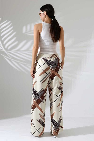 MOSRANİC Women's Patterned Palazzo Trousers Ll402