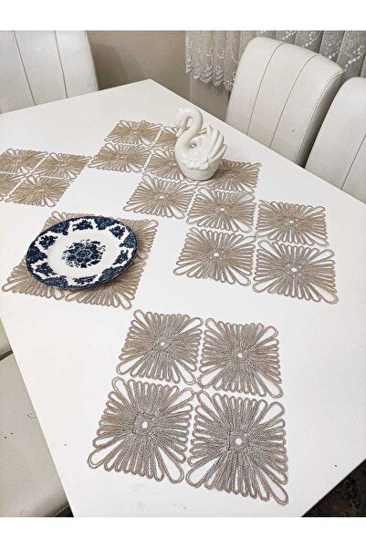 Çt Çeyizci Tekstil 1 Runner 6 Supla Крем Сервіз для подачі страв - Американсь...