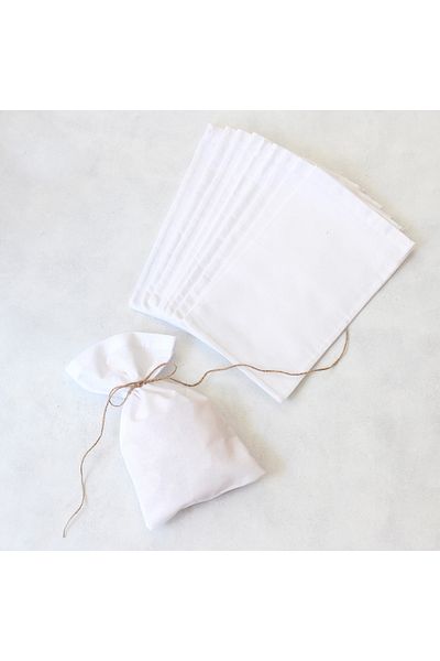 Bimotif Plain White Raw Cloth Pouch, 15x25 Cm 10 Pieces