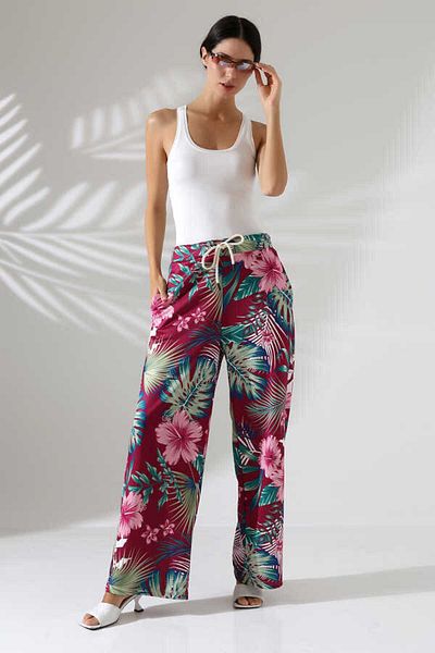 MOSRANİC Women's Patterned Palazzo Trousers Ll407