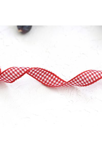 Bimotif Red Gingham Ribbon, 1 cm 5 Meters