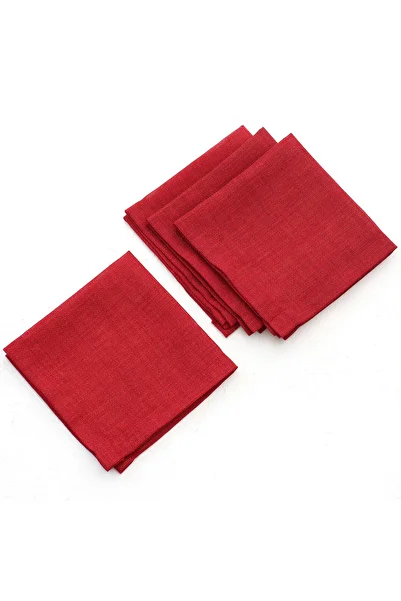 Bimotif Servetel Rosu cu Sclipici, 40x40 Cm 4 Bucati