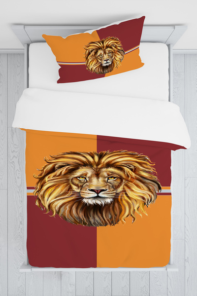 BelezaHome Yellow Red Lion Themed Single Baby Kids Bedding Set